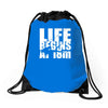 ow life begins at 18 meters Drawstring Bags