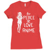 peace love anime Ladies Fitted T-Shirt