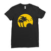 beach silhouette birds sand sunset Ladies Fitted T-Shirt