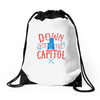down with the capitol Drawstring Bags