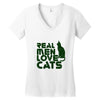 real men love cats, funny quote Women's V-Neck T-Shirt