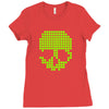 skull pixels t shirt cool funny Ladies Fitted T-Shirt
