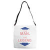 the man   the legend funny Adjustable Strap Totes