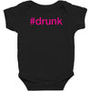 #drunk hashtag neon pink Baby Bodysuit