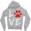 love dog paw Zipper Hoodie