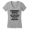 February Girls Are Sunshine Mixed With A Little Hurricane Women's V-Neck T-Shirt