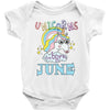 unicorns are born in june cute unicorn Baby Bodysuit
