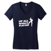 up all night playing battle gaming Women's V-Neck T-Shirt
