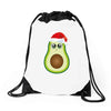 santa avocado Drawstring Bags