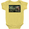 dinosaur attack Baby Bodysuit