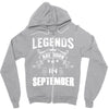 Legends Are Born In September Zipper Hoodie