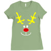 reindeer face novelty christmas Ladies Fitted T-Shirt