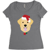 golden retriever dog with red santa's hat Women's Triblend Scoop T-shirt