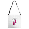 i run like a girl try to keep up Adjustable Strap Totes