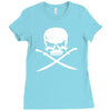 biker pirate skull bones swords Ladies Fitted T-Shirt