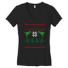 ugly dinosaur christmas Women's V-Neck T-Shirt