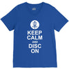 keep calm and disc golf on target frisbee basket V-Neck Tee