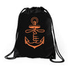 anchored faith Drawstring Bags
