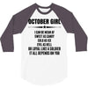 Super October Girl 3/4 Sleeve Shirt