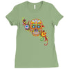 women's sugar skull purple Ladies Fitted T-Shirt