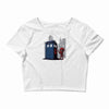 defacing the phonebox hoody Crop Top