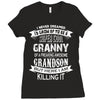 Super Cool Granny Of A Freaking Awesome Grandson Ladies Fitted T-Shirt
