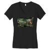 dinosaur attack Women's V-Neck T-Shirt
