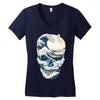 the great wave off skull Women's V-Neck T-Shirt