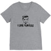 i like turtles t shirt s m l xl 2xl 3xl funny zombie kid humor geeky n V-Neck Tee