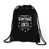 original parts vintage established 1971 perfectly aged Drawstring Bags