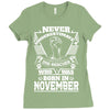 Never Underestimate Dog Rescuer Who Was Born November Ladies Fitted T-Shirt