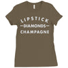 lipstick diamonds champagne Ladies Fitted T-Shirt