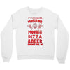 horror movies, pizza and beer Crewneck Sweatshirt
