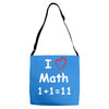 kids boys childrens i love math 1+1=11 funny Adjustable Strap Totes