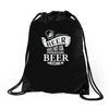 beer does not ask questions Drawstring Bags