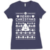 funny ugly christmas smiley emoticon Ladies Fitted T-Shirt