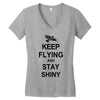 keep flying and stay shiny t shirt serenity firefly calm carry tee bro Women's V-Neck T-Shirt