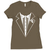 tuxedo wedding marriage prom holiday fancy dress cool geek nerd Ladies Fitted T-Shirt