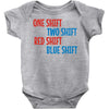 one shift two shift red shift blue shift Baby Onesie