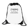 my machine Drawstring Bags