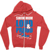 swim mom loud and proud sports athlete athletic Zipper Hoodie
