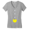 funny 80s pacman 'eating buttons' Women's V-Neck T-Shirt