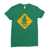 big foot xing big foot crossing sasquatch Ladies Fitted T-Shirt