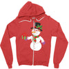 smiling snowman holding out christmas Zipper Hoodie