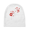 bloody hand print funny zombie kill undead blood horror killer Baby Beanies