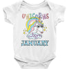 unicorns are born in january cute unicorn Baby Bodysuit