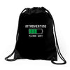 low battery introvert pun humor Drawstring Bags
