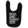 real men shoot raw Baby Bibs