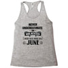 never underestimate an old man who was born in june Racerback Tank