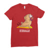 yoga pug exhale Ladies Fitted T-Shirt